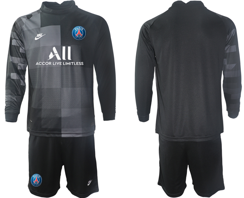 Men 2021-2022 Club Paris St German black goalkeeper Long Sleeve blank Soccer Jersey->paris st german jersey->Soccer Club Jersey